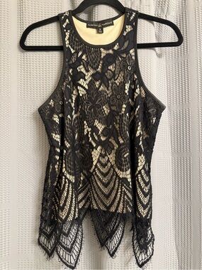 Almost Famous Black Lace Tank with Cream Lining